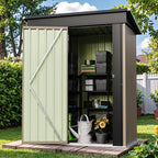 Patiowell 5x3 FT Outdoor Storage Shed, Tool Shed with Sloping Roof and Lockable Door, Metal Shed for Backyard Garden Patio Lawn, Brown