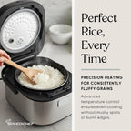 10-Cup Rice Cooker with Steamer Basket | Smart Rice Maker with Easy-to-Clean Nonstick Inner Pot | Delay Timer & Keep Warm Settings | Non-Toxic & BPA-Free | Ideal for Family Meals, Stainless Steel