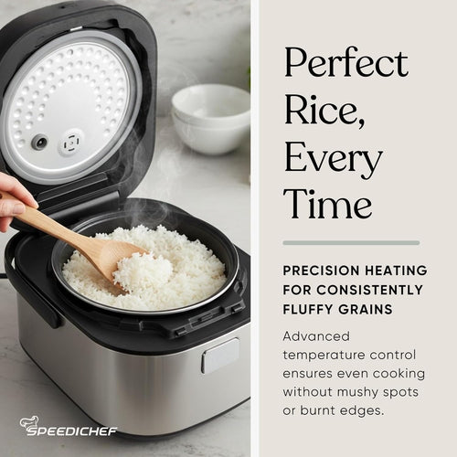 10-Cup Rice Cooker with Steamer Basket | Smart Rice Maker with Easy-to-Clean Nonstick Inner Pot | Delay Timer & Keep Warm Settings | Non-Toxic & BPA-Free | Ideal for Family Meals, Stainless Steel