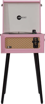 Arkrocket Discovery 3-Speed Bluetooth Record Player Retro Console Turntable with Built-in Speakers and Removable Legs (Pink)