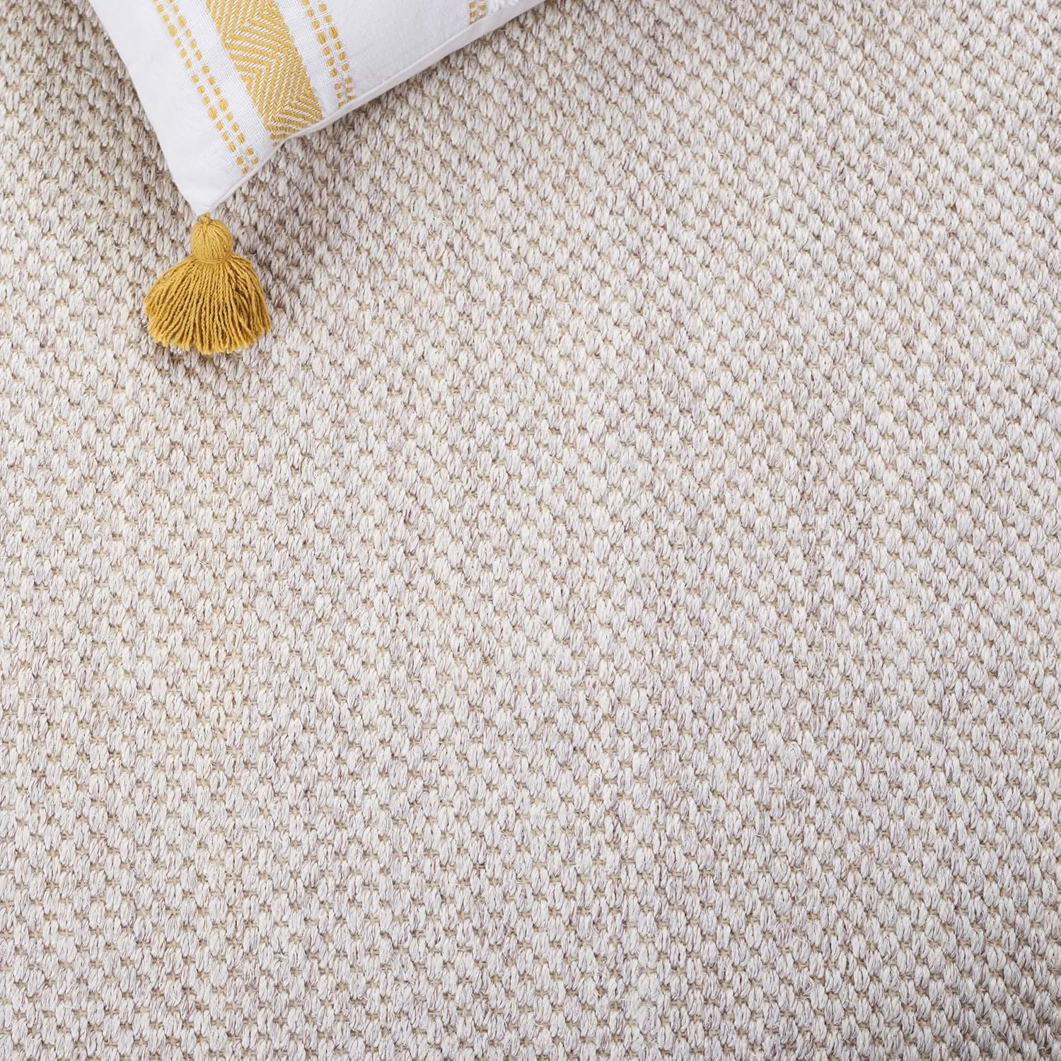 SAFAVIEH Area Rug 8' Square - Natural Fiber Collection - Marble & Beige, Sisal, Woven Design with Border (NF143C)