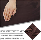 ULTICOR 7-Piece L Shape Sectional, Velvet Stretch Reclining Couch Covers for Sofa, Thick, Soft, Washable (Chocolate, 5 Seat Recliner Cover)