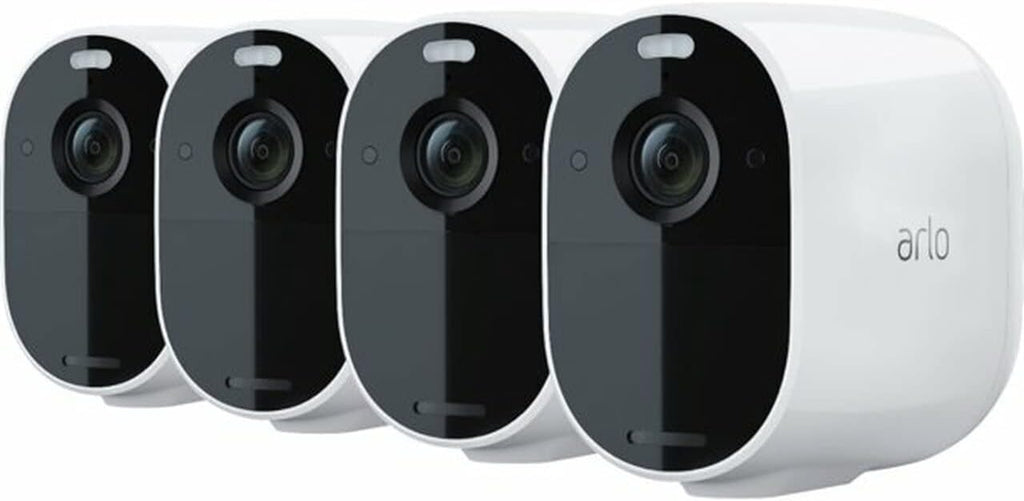 Arlo VMC2430-100NAR Essential Spotlight Wireless Camera (4 Pack) 1080p Video  Color Night Vision  2 Way Audio  Direct to WiFi No Hub Needed – White (Renewed)