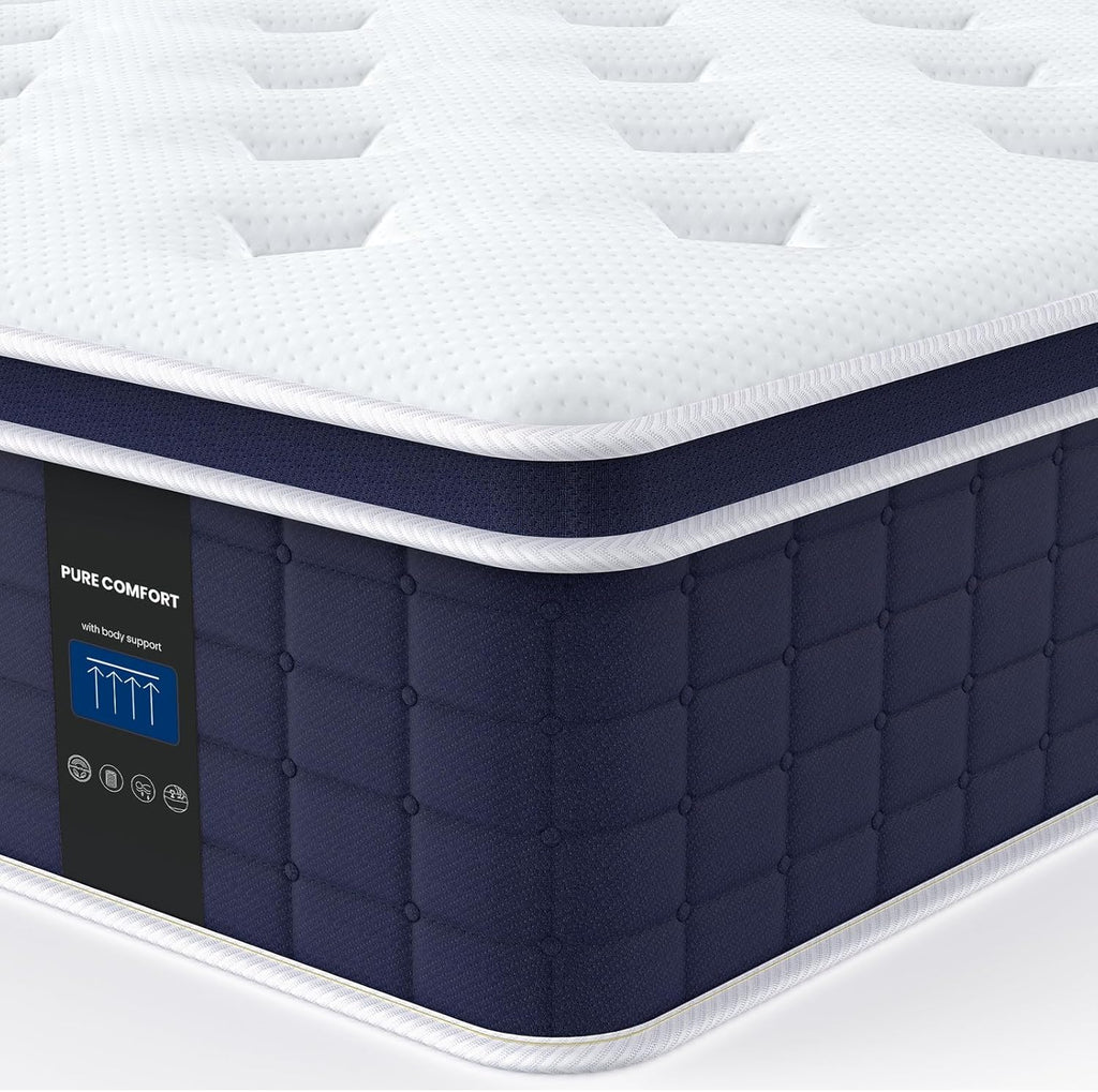 Coolvie Firm King Size Mattress 12 Inch for Adults, Hybrid King Mattress in a Box with Cooling Memory Foam, Pocket Spring for Motion Isolation, Extra Lumbar & Shoulder Support for Pain Relief, 80"x76"