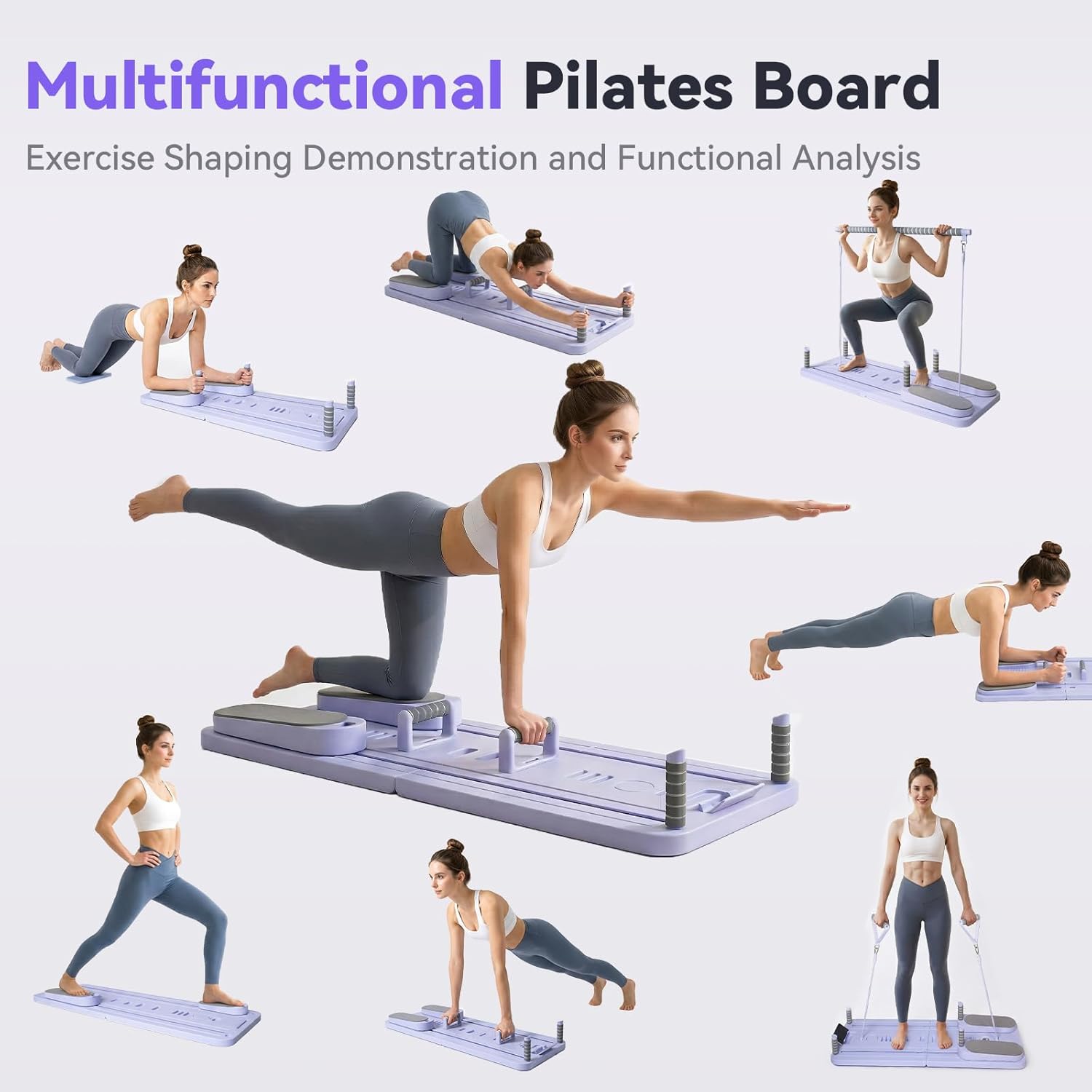 Pilates Board Set - Pilates Reformer, Multi-Foldable Pilates Reformer Set, Portable Pilates Reformer, Trainer Machine for Home Workout with Timer, Ab, Core, Fitness, Exercise
