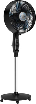 Rowenta, Pedestal Fan, Extreme Outdoor Fan with Remote, 65 Inches, Ultra Quiet Fan, Oscillating, Portable, 3 Speeds, Digital Control, Black, Ourdoor, VU4510
