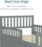 Bellemave Kids Full Size Bed Frame with Storage Drawers, Wood Full Bed Frames for Kids, Full Bed Frame with Headboard and Footboard for Boys Girls, No Box Spring Needed,Gray