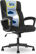 Serta® Hannah Executive Home Office Desk Chair, Ergonomic Mid-Back with Lumbar Support, Firm Seat Cushion, Layered Body Pillows, Padded Armrests, Swivel Base, Easy Assembly, Microfiber, Charcoal Gray