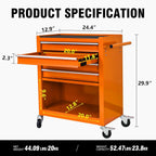 4 Drawers Rolling Tool Cart on Wheels, Trolley Organizer Tool Case Tool Chest, Multifunctional Tool Storage Tool Box for Workshop, Garage, Warehouse, Repair Shop(24.2"W×12.9"D×29.9"H-Orange)