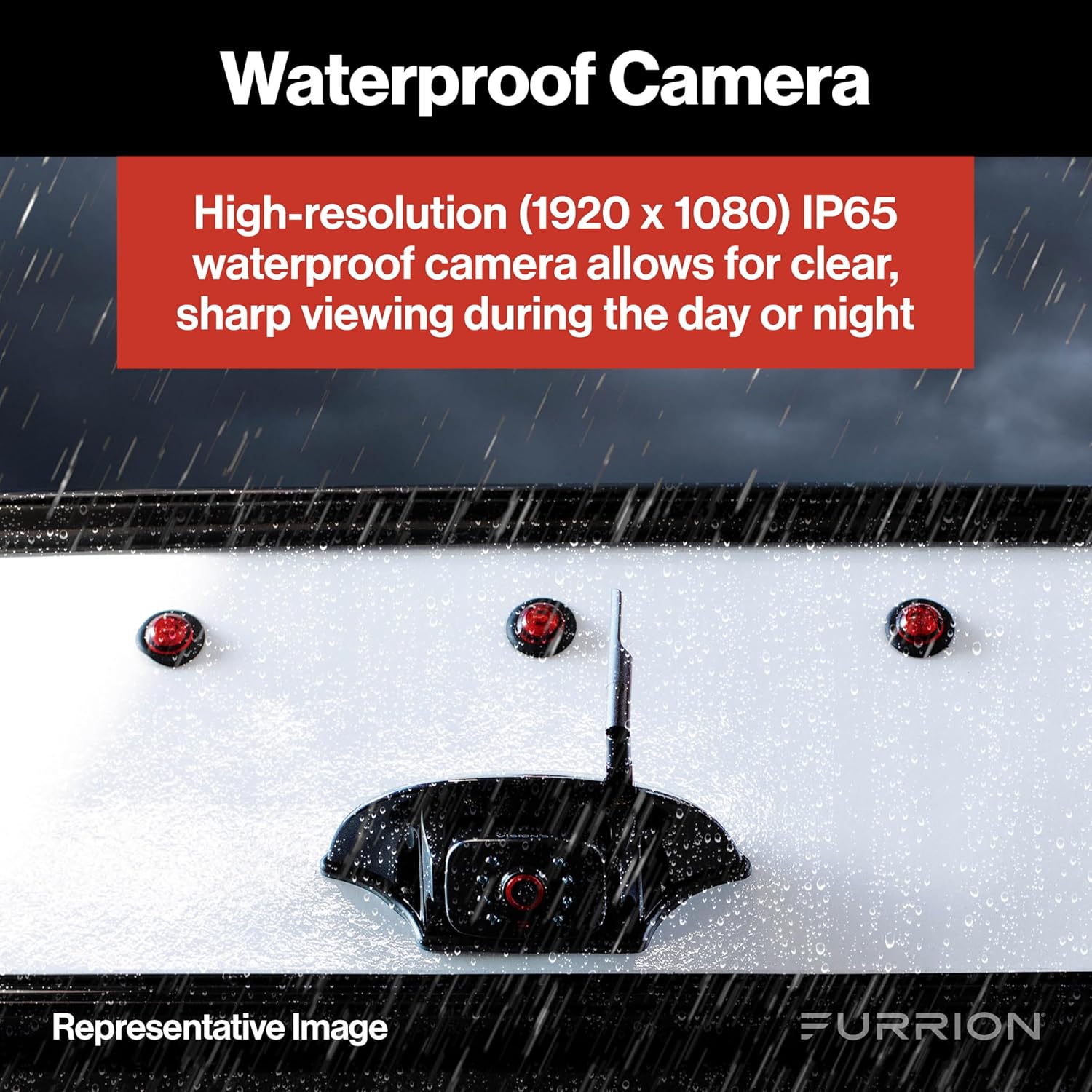 Furrion Vision S+ RV Observation System with 7" Monitor  Sharkfin  Infrared Night Vision  Live Streaming  Wide Viewing Angle - FOS7HTASF