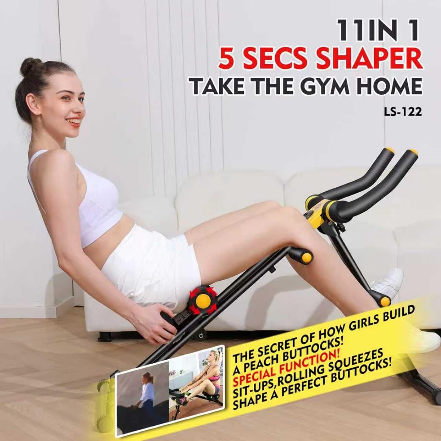 Foldable Ab Workout Machine for Home Gym – Adjustable Core & Waist Trainer for Women, Full Body Abdominal Exercise Equipment with Resistance Bands & LCD Display