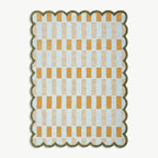 Hand-Tufted Scalloped Wool Area Rug, Modern Plaid Checkered Pattern, Soft & Durable Cozy Accent Rug for Living Room, Bedroom & Nursery, Handmade Decorative Floor Carpet (Light Blue, 8' x 10')