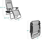 Best Choice Products Set of 2 Adjustable Steel Mesh Zero Gravity Lounge Chair Recliners w/Pillows and Cup Holder Trays - Ice Gray