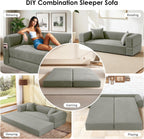 80" Convertible Sofa Bed, Corduroy Deep Seat Folding Pull Out Couch with Pillows, No Assembly Modern Boneless Couch Compression Sofa in Box, Floor Sofa with Storage Pocket for Living Room,Light grey