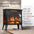 R.W.FLAME Electric Fireplace Heater 25" with Remote Control, Cathedral Stylish, Different Flame Effects and Log Set Colors, Adjustable Brightness and Heating Mode, Overheating Safe Design