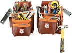Heavy Duty 17 Pocket Carpenter Leather Tool Belt Set | Combo Multipurpose Framing Tool Belt Work Organizer Bags | Tool Belts For Men Construction Tools Rigs (Maroon, Standard)