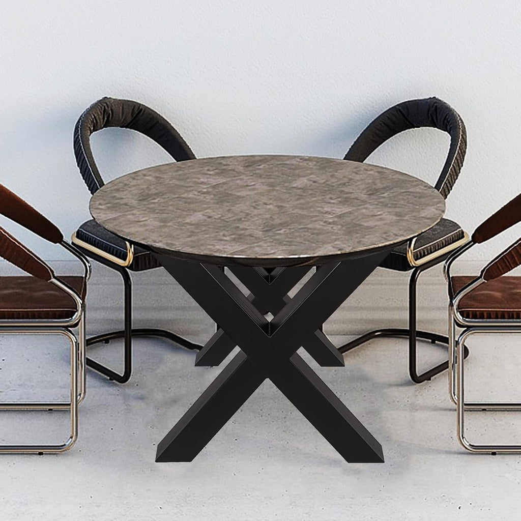 VEVOR Set of 2 Steel Table Legs, 28 Height 31 Wide Dining Table Legs,Heavy Duty 3.1" Square Box Section X Frame Table Legs,28x31x3.1 Inch Black Color Industrial Country Style Metal Dining Legs
