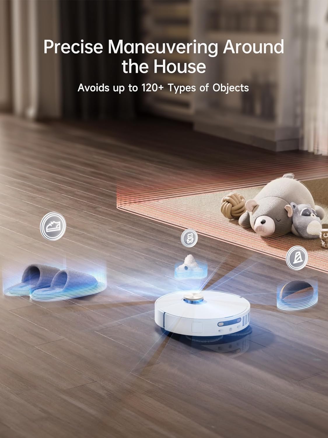 DREAME X40 Ultra Robotic Vacuum with Removable & Liftable Mop, 12,000Pa Suction, Side Brush Extensive Cleaning, 158°F Mop & Washboard Self Cleaning, Auto-Empty, Auto Refill, liftable Brushes White