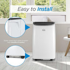 BLACK+DECKER Portable Air Conditioner, 9,000 BTU (5,300 BTU SACC) for Rooms up to 400 Sq. Ft., Portable AC with Follow Me Remote Control and Window Kit, BPACT08WT, White