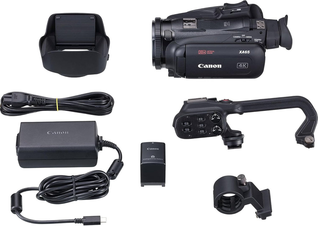 Canon XA65 Professional UHD 4K Camcorder with 20x Optical Zoom  3G-SDI  Dual XLR Audio  3.5" Touchscreen  USB-C  Optical is  Live Streaming Bundle with 200ES Bag + More
