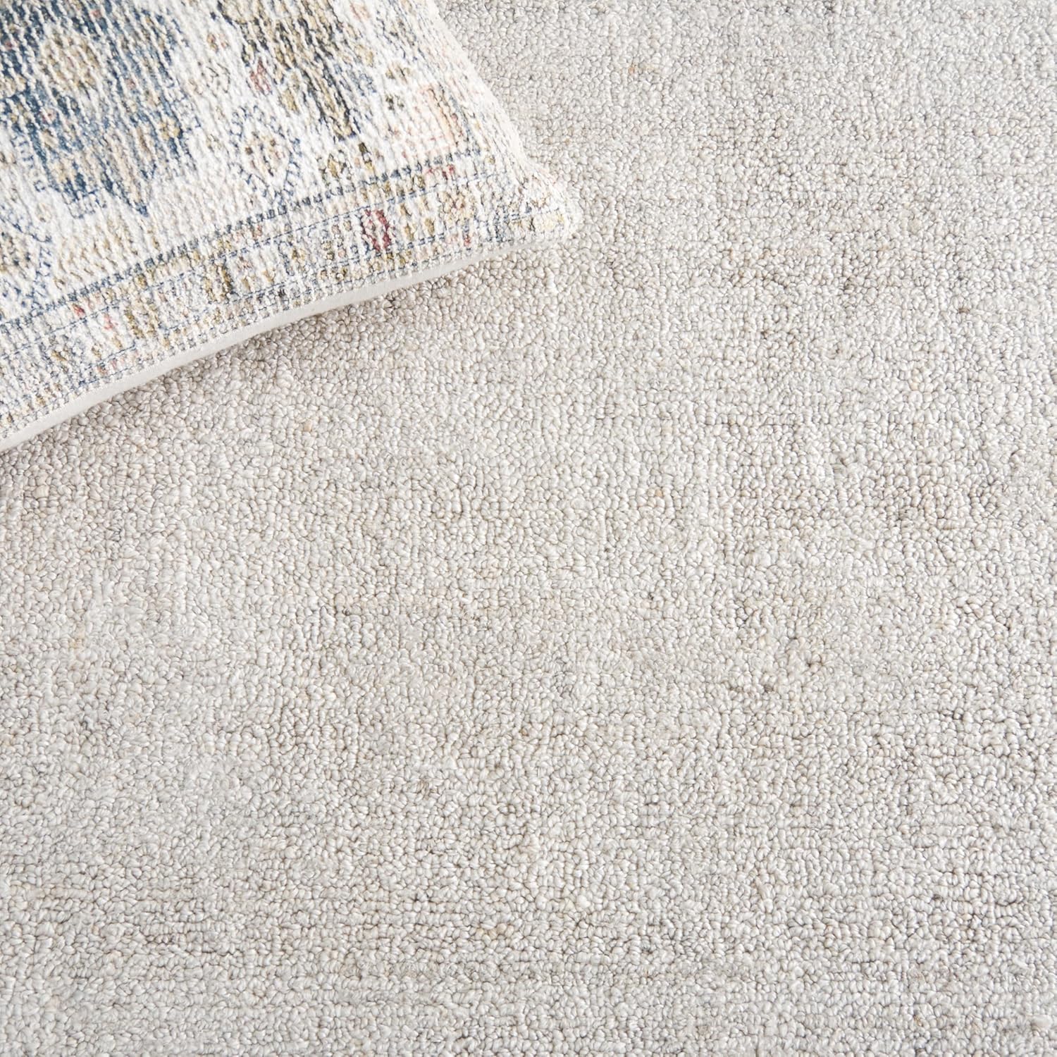 SAFAVIEH Abstract Collection Area Rug - 10' Square, Ivory & Beige, Handmade Wool & Viscose, Ideal for High Traffic Areas in Living Room, Bedroom (ABT141D)