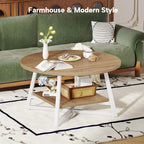 Coffee Table for Living Room, Round Coffee Table, Small Circle Coffee Table with Storage, Modern Wood Round Center Table for Home Office, Small Space, Easy Assembly, Light Coffee