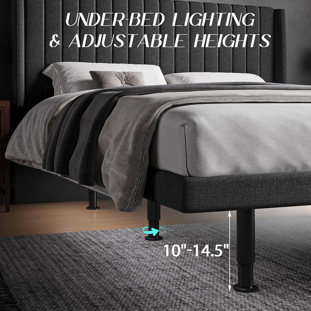 Adjustable Bed Frame Full Size with Massage -Wireless Remote Electric Power Bed Foundation Under-Bed Lighting | Zero Gravity | USB PortsX2 | Height Adjustable Legs