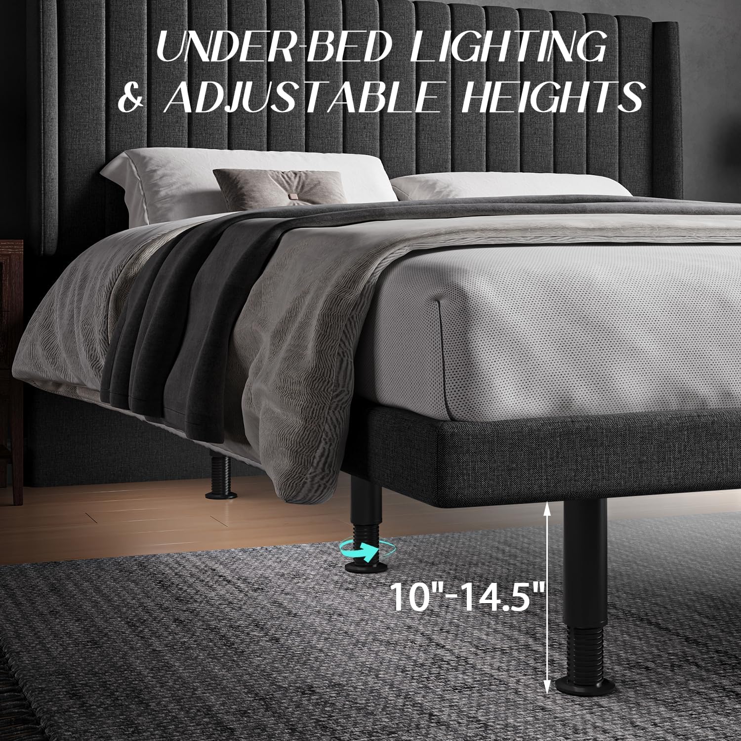 Adjustable Bed Frame Full Size with Massage -Wireless Remote Electric Power Bed Foundation Under-Bed Lighting | Zero Gravity | USB PortsX2 | Height Adjustable Legs