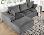108" Modular Sectional Sofa, Compression Sofa with Deep Seat, Modular L-Shape Couch with Chaise, Upholstered Couches for Living Room Bedroom, No Assembly Required (Grey Corduroy, 108" L Shape)