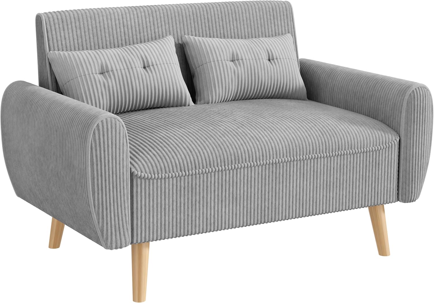 JAMFLY 47'' Small Loveseat Sofa, 2 Seat Compact Couch with Tapered Legs, Light Grey Upholstered Furniture, Solid Wood Frame, Comfy Foam Cushion, Easy Assembly for Small Spaces