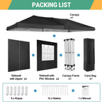 COBIZI Canopy 10x20 Pop Up Canopy Tent with 6 Sidewalls Outdoor Party Tent 10x20 Waterproof Commercial Instant Shelter UPF 50+ Portable Gazebo Wedding Tents for Parties Car Port Vender Events(Black