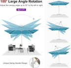 PURPLE LEAF 8' X 11.5' Right-left Tilt Patio Umbrella Swivel White Cantilever Umbrella with Tilt Aluminum Outdoor Umbrella with 360° Rotation for Deck Pool Garden, Turquoise