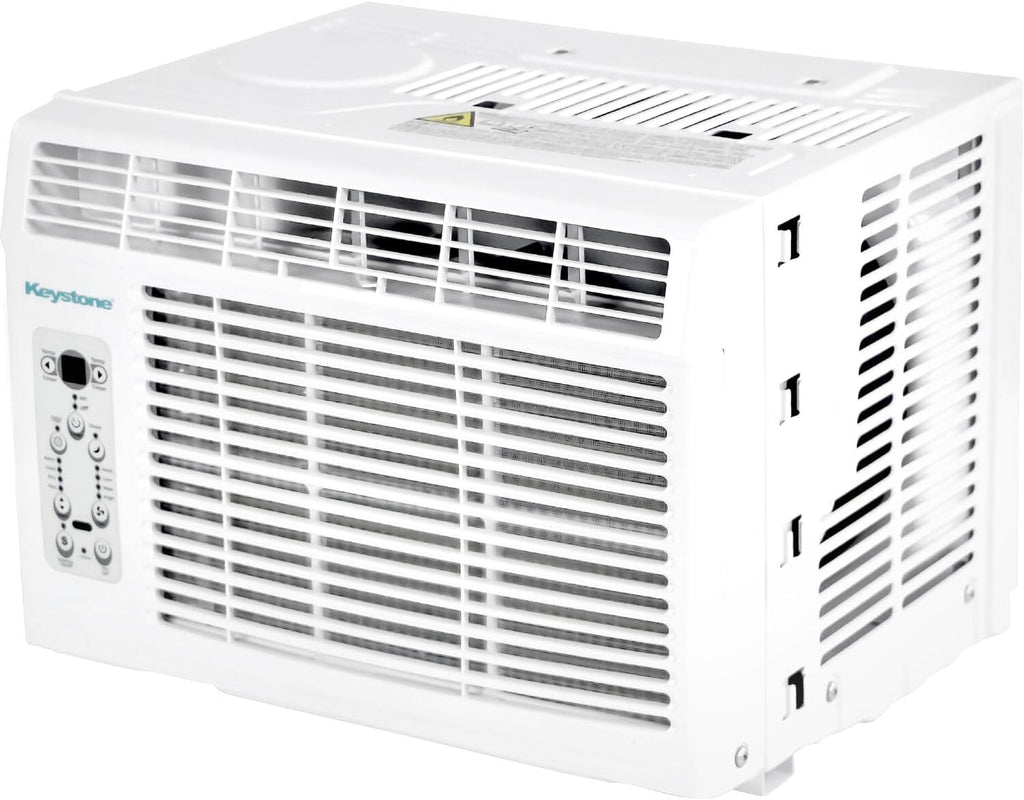 Keystone 8,000 BTU Window Air Conditioner with 3,500 BTU Supplemental Heating, 115V, Window AC Unit with Supplemental Heat for Bedroom, Living Room, Small-Medium Rooms up to 350 Sq.Ft.