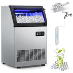 Commercial Ice Maker Machine 250 Lbs/24H, 35 Lbs Ice Bin, Undercounter Ice Maker Stainless Steel, 72 Ice Cubes/8-15 Min, Ice Machine with Water Line and Filter, Set Ice Thickness, 24H Timer, Bar, Café