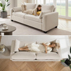 Modern Loveseat Sofa for Living Room, Spring Cushions, Removable Cover, Solid Wood Frame, Wide Armrest, Chenille Fabric Recliner Couches for Small Space