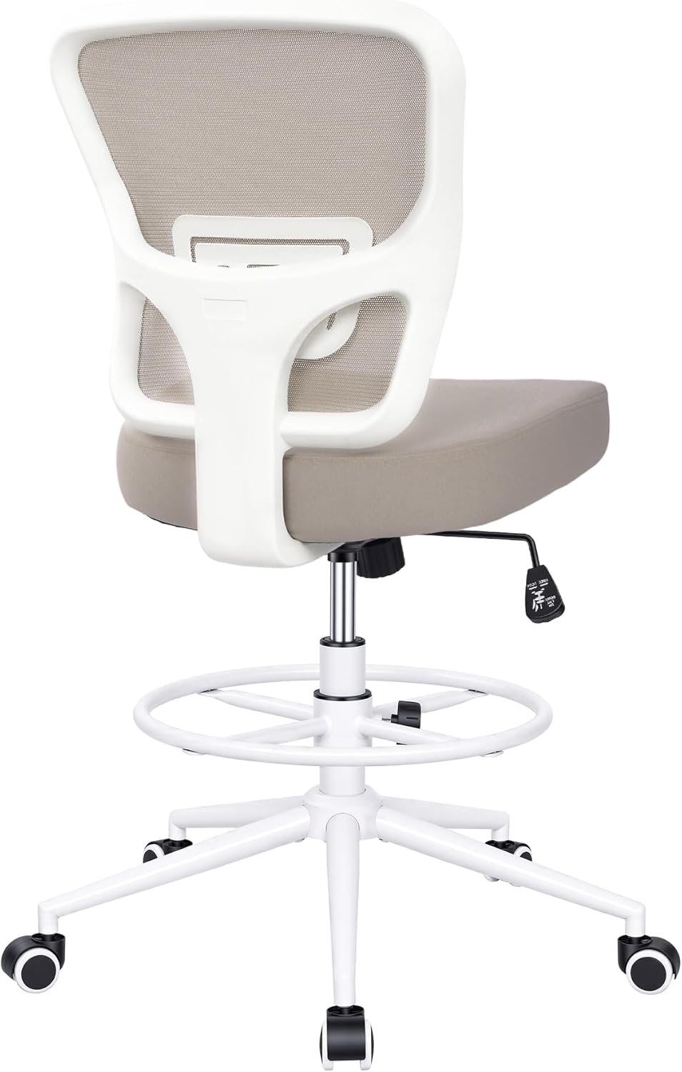Armless Drafting Chair Tall Office Chair for Standing Desk - Adjustable Height Mesh Ergonomic Stool with Foot Ring, Rolling Counter Height Computer Chair for Small Spaces & Home Office