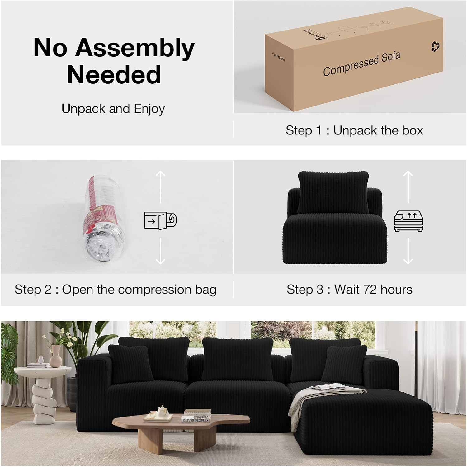 Novilla Modular Sectional Sofa, Modern Cloud Sectional Couch with Smarts Coil® Support, Upholstered Boneless Couch for Living Room Apartments Bedroom, No Assembly Required (Armless Chair)
