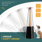 Pamapic Patio Heater with Cover  48 000 BTU Pyramid Flame Outdoor Heater Quartz Glass Tube 87" Propane Heater