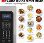 Toshiba Air Fryer Combo 4-in-1 Countertop Microwave Oven, Smart Sensor, Convection, Mute Function, Position Memory 13.6" Turntable, 1.5 Cu Ft, 1000W, Black, ML-EC42P(BS)
