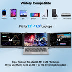 Triple Laptop Screen Extender 0.17" Ultra-Thin  14" 1080P FHD Portable Monitor for Laptops 13-17.3"  Laptop Monitor Extender 2.2 LB Lightest  USB-C HDMI Plug-Play for Mac Windows PS Switch Work Travel