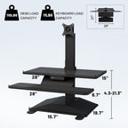 Electric Standing Desk Converter 28" Wide, Height Adjustable Desk Riser, Computer Workstation, Sit-Stand Convertor for Home, Office, School (Black, 1 Arm Included)
