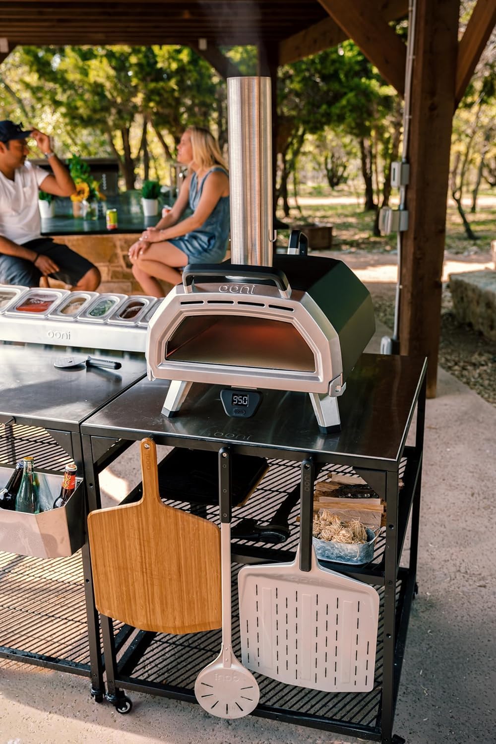 ooni Large Modular Outdoor Table - 31x31x35 Inch Stainless Steel Pizza Oven Stand  Barbecue Cart  Outdoor Pizza Station
