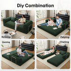 78.8" Modular Sofa Bed - 4-in-1 Convertible Design with Corduroy Fabric and High Density Sponge, Removable Cover and Fixed Frame