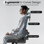 Fizzin Office Chair, Ergonomic Office Chair with High Back Mesh and Adjustable Lumbar Support, Home Mesh Office Desk Chairs with Wheels, Comfortable Gaming Chair for Long Hours (Deep Black)