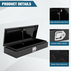 Garvee Aluminum Truck Bed Tool Box, 34.5 x 13 x 6.5 in Diamond Plate Tool Box Chest Box Pick Up Truck Bed RV Trailer Toolbox Storage with Side Handle and Lock Keys