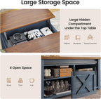 SEDETA 31.5" Lift Top Coffee Table with Storage, Square Coffee Tables for Living Room, Farmhouse Coffee Table with Large Hidden Storage Compartment and Adjustable Shelves, Blue