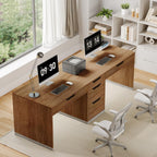 Two Person Desk with 5 Drawers, Double Desk with Storage for 2 People, 78 Inch Extra Long Computer Desk Workstation with File Drawer for Home Office, Brown