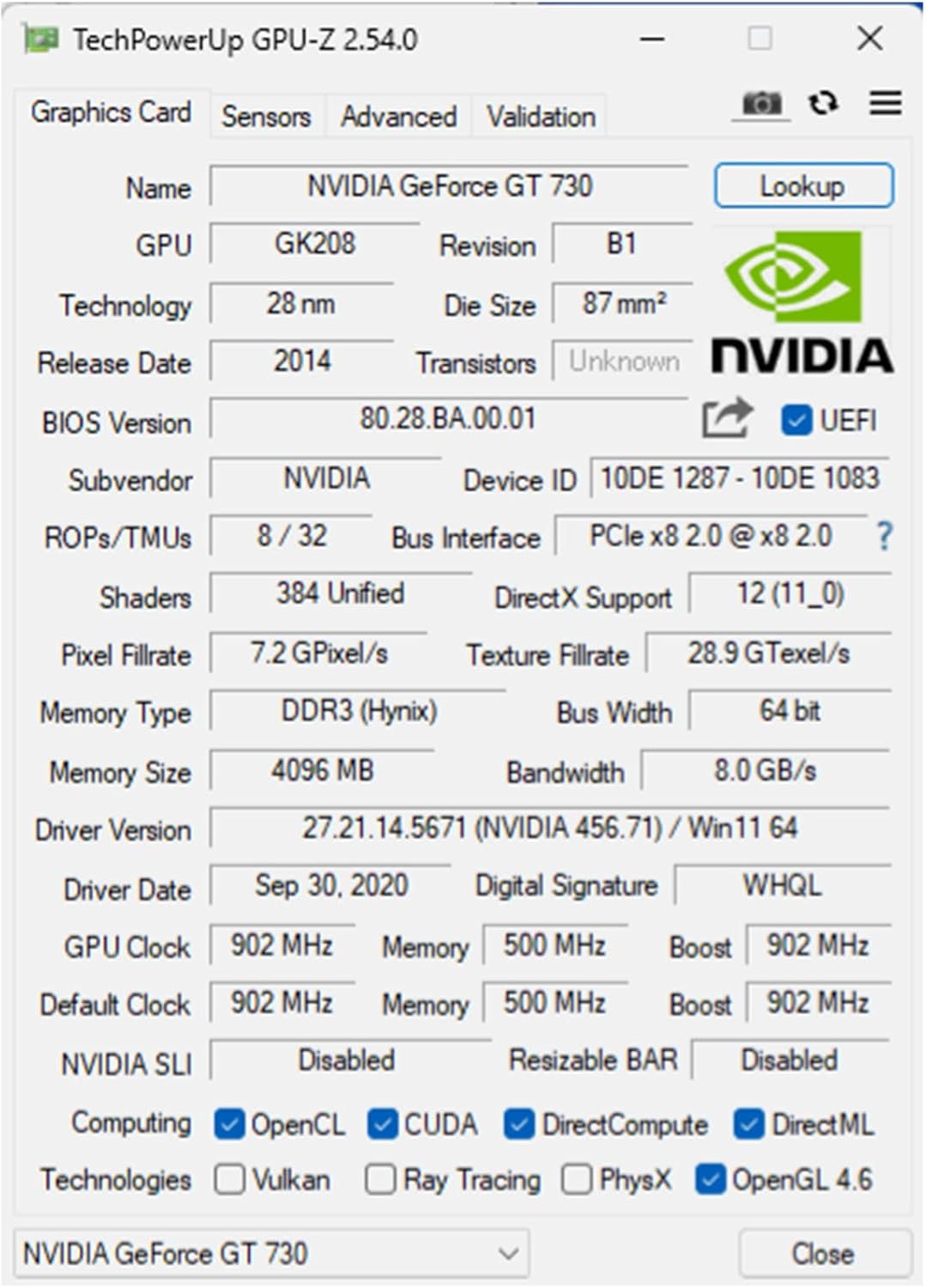 QTHREE GeForce GT 730 4GB Graphics Card,2X HDMI, DP,VGA,DDR3,64 Bit,Low Profile Video Card for PC,Computer GPU,PCI Express X8,SFF,DirectX 12,Support Winows 11