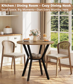 Round Kitchen Tables for 2-4, 31.5" Small Dining Tables with Storage, Rustic Wood Circle Dinner Table with Metal Leg, Farmhouse Dinner Table for Small Space, Dining Room, Kitchen, Office, Apartment