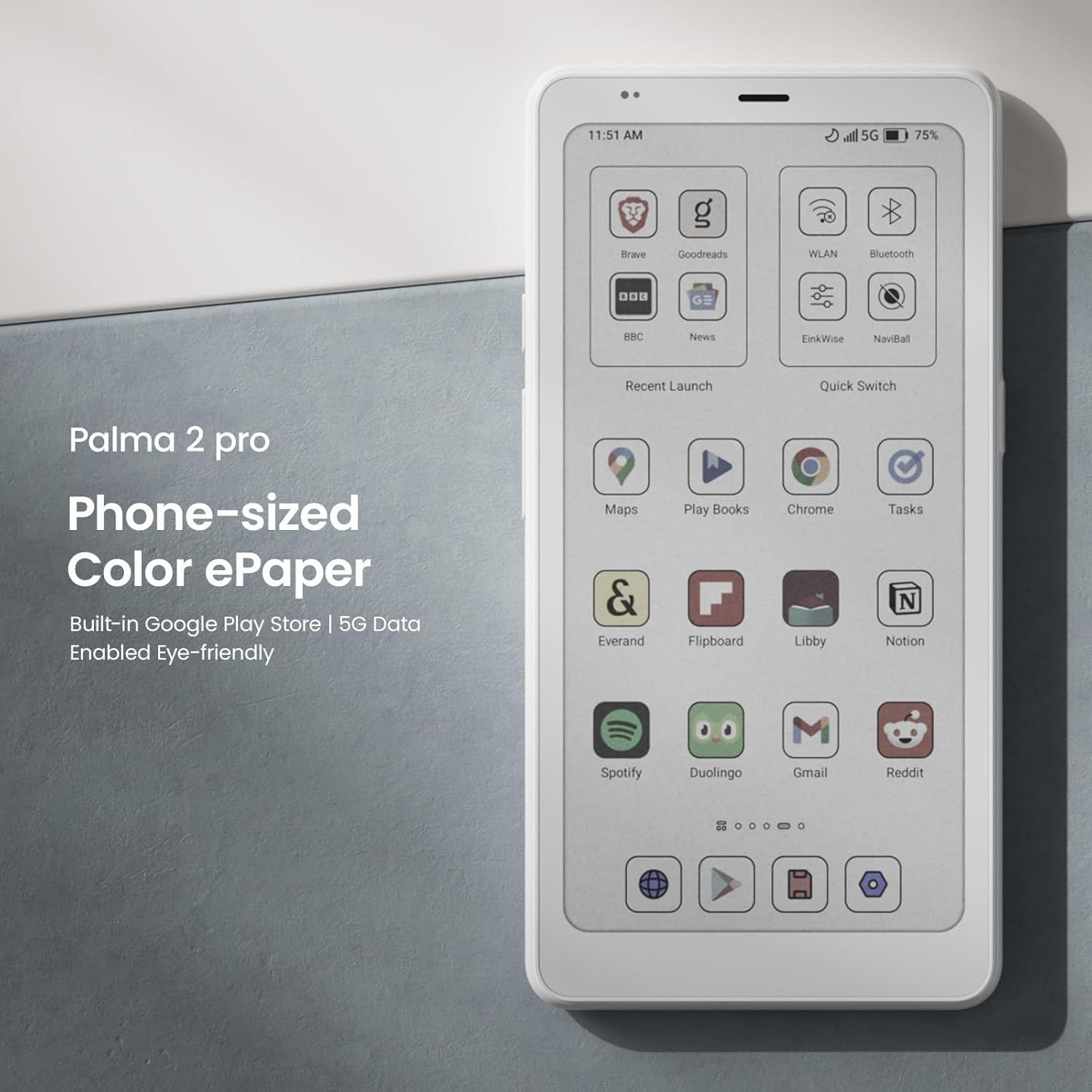 BOOX Palma2 Pro Mobile ePaper eBook Reader 8G 128G 150PPI in Color Mode (White)